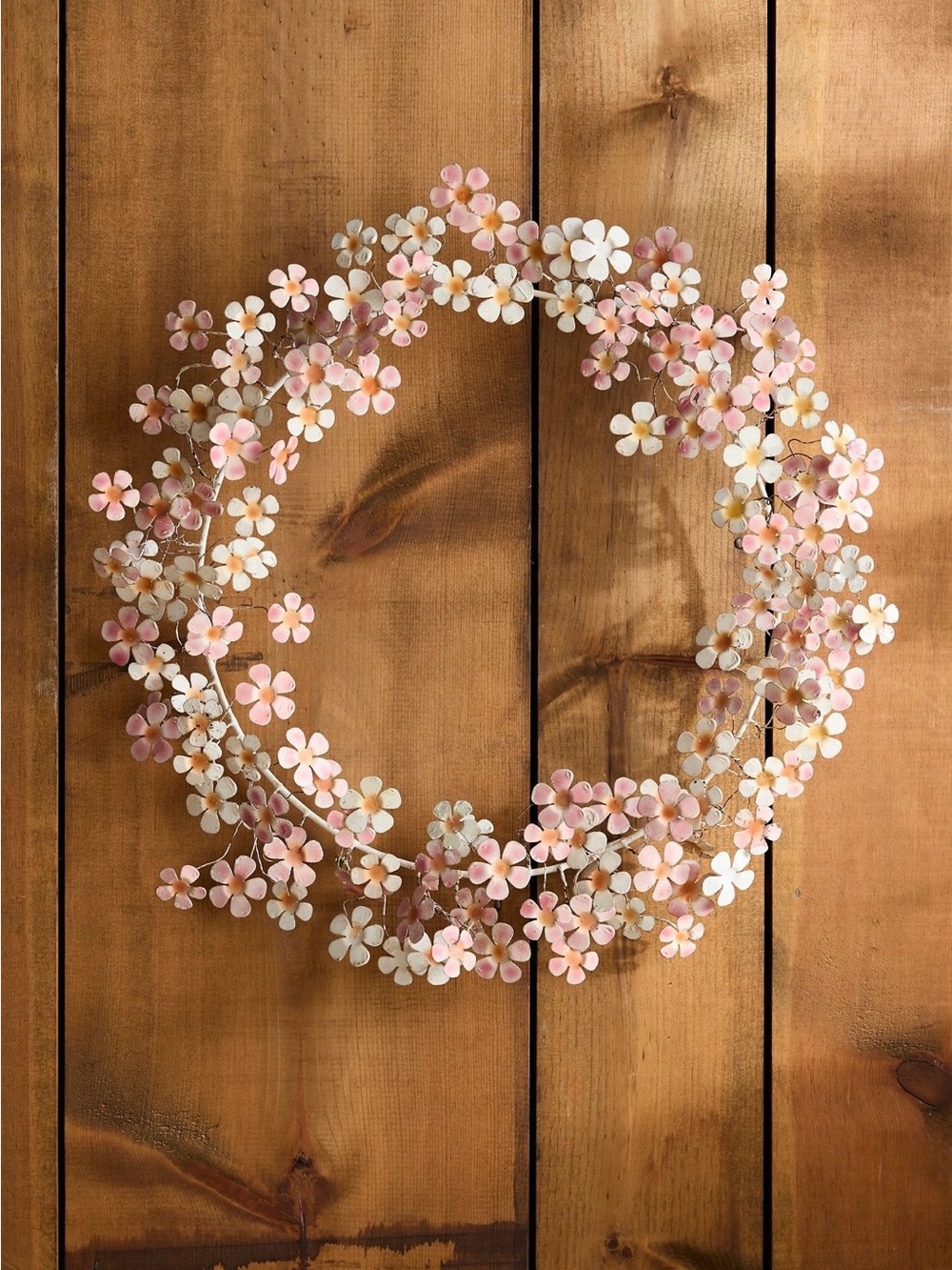 Anthropologie terrain Pink Ditsy Floral Iron Wreath